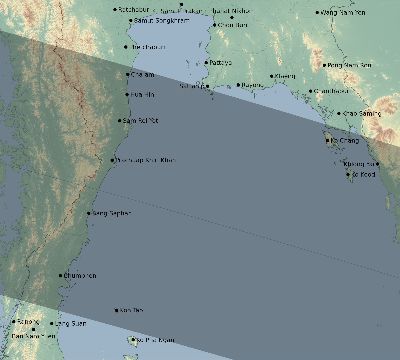 Map of the eclipse path across Thailand on 10/31/2255