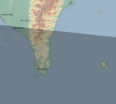 Map of the eclipse path across Taiwan on 03/06/2258