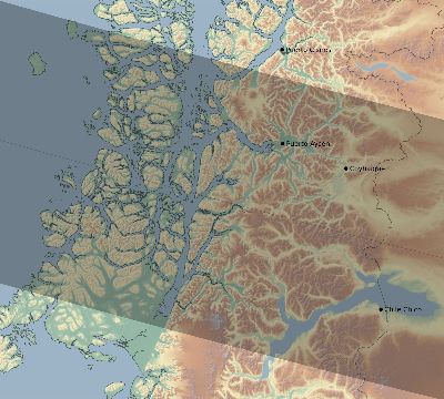 Map of the eclipse path across Chile on 08/29/2258