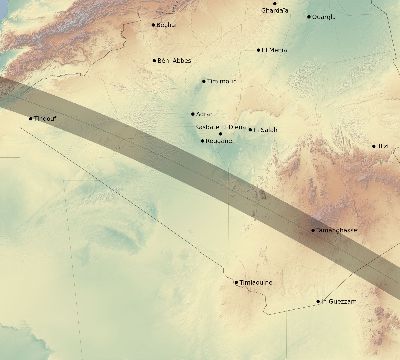 Map of the eclipse path across Algeria on 08/19/2259