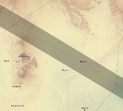 Map of the eclipse path across Niger on 08/19/2259