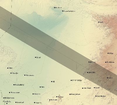 Map of the eclipse path across Chad on 08/19/2259