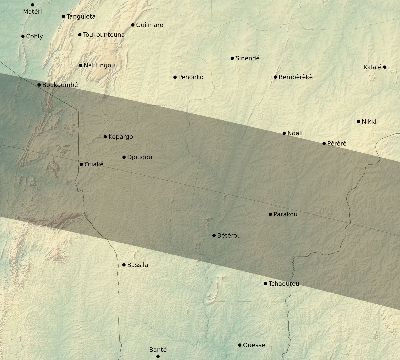 Map of the eclipse path across Benin on 06/17/2262