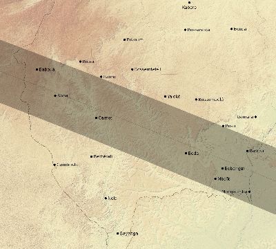 Map of the eclipse path across Central African Republic on 06/17/2262