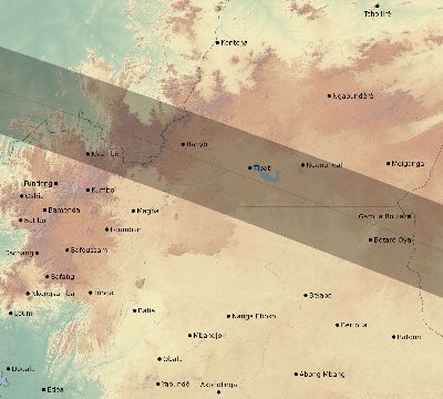Map of the eclipse path across Cameroon on 06/17/2262