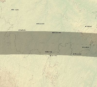 Map of the eclipse path across Mali on 06/17/2262