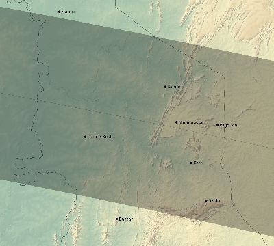 Map of the eclipse path across Togo on 06/17/2262