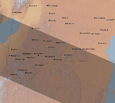 Map of the eclipse path across Uganda on 06/17/2262