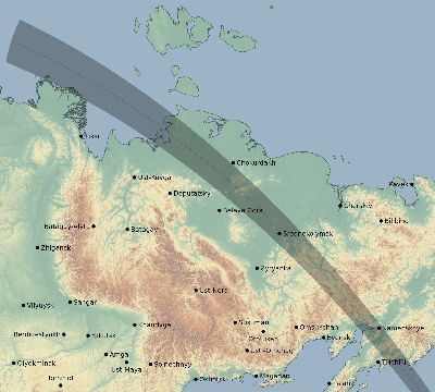 Map of the eclipse path across Russia on 10/10/2265