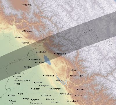 Map of the eclipse path across India on 04/06/2266