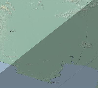 Map of the eclipse path across Iran on 04/06/2266