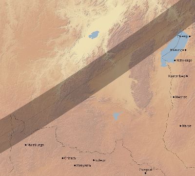 Map of the eclipse path across Zambia on 04/06/2266