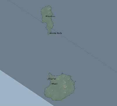 Map of the eclipse path across Cape Verde on 09/29/2266