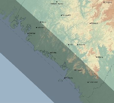 Map of the eclipse path across Guinea on 09/29/2266