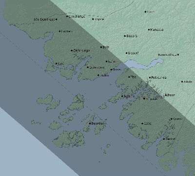 Map of the eclipse path across Guinea-Bissau on 09/29/2266