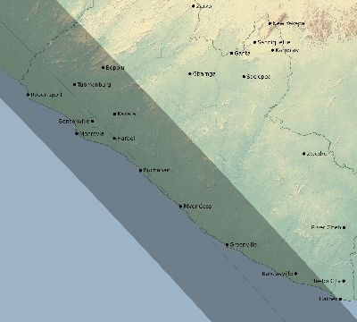 Map of the eclipse path across Liberia on 09/29/2266