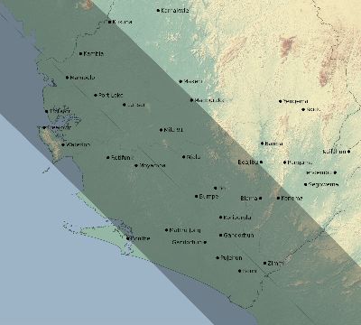 Map of the eclipse path across Sierra Leone on 09/29/2266