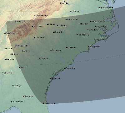 Map of the eclipse path across United States on 03/26/2267