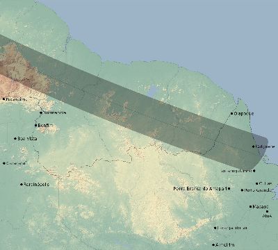 Map of the eclipse path across Brazil on 07/29/2269