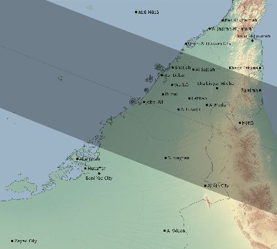 Map of the eclipse path across United Arab Emirates on 01/12/2271