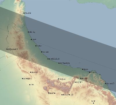 Map of the eclipse path across Oman on 01/12/2271