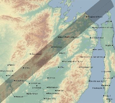 Map of the eclipse path across Russia on 01/12/2271
