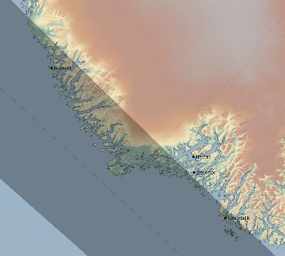 Map of the eclipse path across Greenland on 05/27/2272