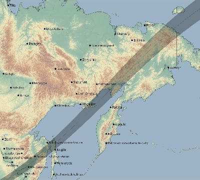 Map of the eclipse path across Russia on 05/27/2272