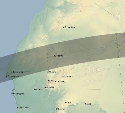 Map of the eclipse path across Mauritania on 05/17/2273