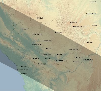 Map of the eclipse path across Republic of the Congo on 11/10/2273