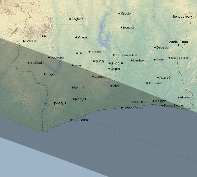 Map of the eclipse path across Côte d'Ivoire (Ivory Coast) on 11/10/2273