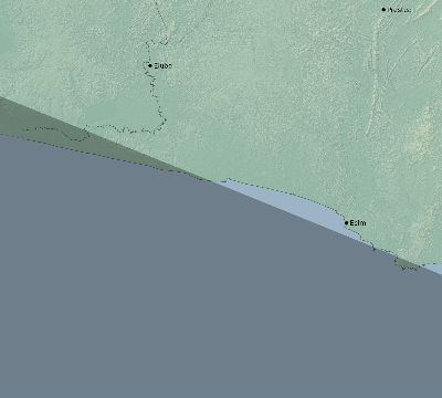 Map of the eclipse path across Ghana on 11/10/2273