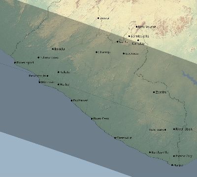 Map of the eclipse path across Liberia on 11/10/2273