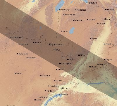 Map of the eclipse path across Zambia on 11/10/2273