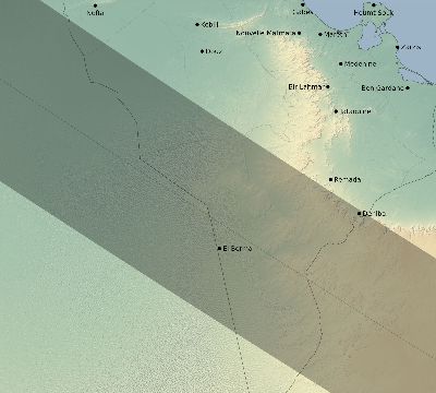 Map of the eclipse path across Tunisia on 10/30/2274