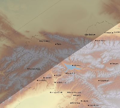 Map of the eclipse path across Kyrgyzstan on 03/16/2276