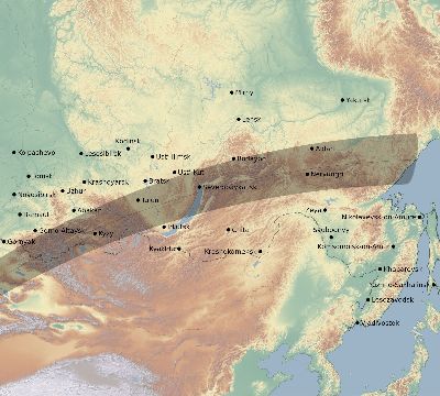 Map of the eclipse path across Russia on 03/16/2276