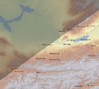 Map of the eclipse path across Tajikistan on 03/16/2276