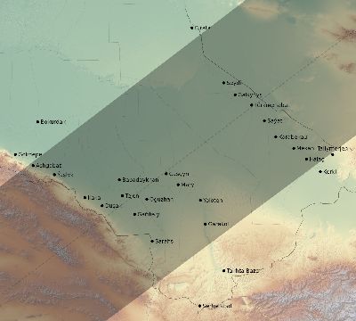 Map of the eclipse path across Turkmenistan on 03/16/2276