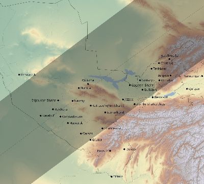 Map of the eclipse path across Uzbekistan on 03/16/2276