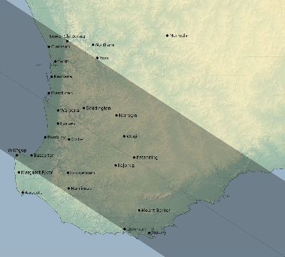 Map of the eclipse path across Australia on 09/09/2276