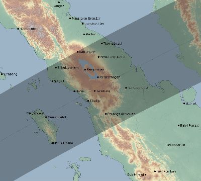 Map of the eclipse path across Indonesia on 03/05/2277