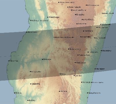 Map of the eclipse path across Madagascar on 03/05/2277
