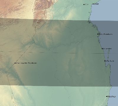 Map of the eclipse path across Mozambique on 03/05/2277