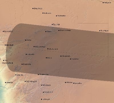 Map of the eclipse path across Namibia on 03/05/2277