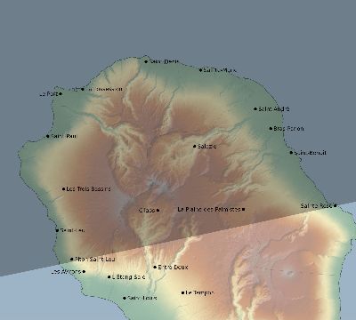 Map of the eclipse path across Réunion on 03/05/2277