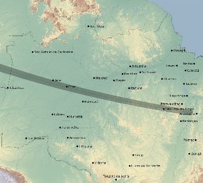 Map of the eclipse path across Brazil on 08/29/2277