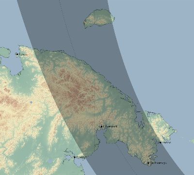 Map of the eclipse path across Russia on 08/19/2278