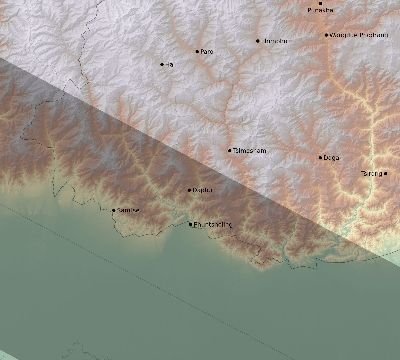 Map of the eclipse path across Bhutan on 01/03/2280