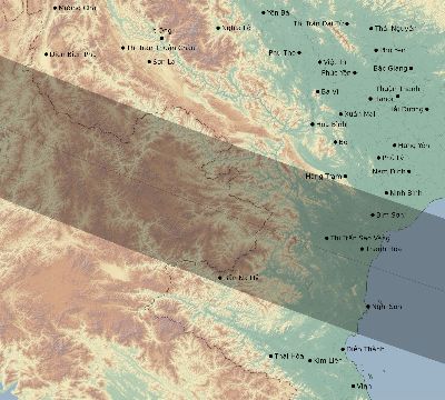Map of the eclipse path across Vietnam on 01/03/2280